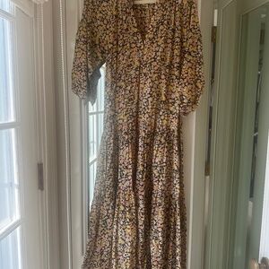 Apiece Apart Floral Maxi Dress - Black and Yellow